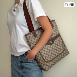 Gucci Supreme GG Webbing Handle Shopping Tote Bag